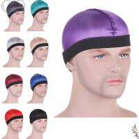 UUJKIMJ อีลาสติก หมวก durag ผู้ชาย สีทึบทึบ ระบายอากาศได้ระบายอากาศ หมวกลายคลื่น หมวกบีนนี่ โพลีเอสเตอร์ หมวก durag หลากสี สำหรับผู้ชาย