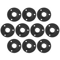 ☂℡ 9Pcs Black Bsp Thread Aluminum Alloy Pipe Fittings Wall Floor Flange