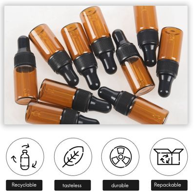 10pcs 3ml Empty brown Glass Dropper Bottles with Pipette for Essential Oil