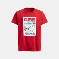 Guess เสื้อยืดแขนแขนสั้นคอกลม,เสื้อยืดลำลองพิมพ์ยี่ห้อแฟชั่นของผู้ชายฤดูร้อน