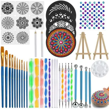 32 Pcs Mandala Rock Dotting Tools Art Painting Tools Set, Including Mandala  Stencils, Acrylic Rods, Paint Tray And Double Sided Dotting Tools 