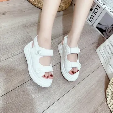 White on sale high wedges