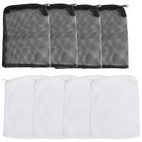 24 Pieces of Aquarium Filter Bag Media Mesh Filter Bag Reusable Mesh Bag for Granular Carbon, Bioball White and Black