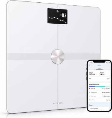 Withings Body+ - Digital Wi-Fi Smart Scale with Automatic Smartphone App Sync, Full Body Composition Including, Body Fat, BMI, Water Percentage, Muscle &amp; Bone Mass, with Pregnancy Tracker &amp; Baby Mode White