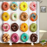 Girl Pink Donuts 3d Bathroom Curtains Shower Curtains Waterproof With Hooks Decoration 180*240CM Washable Bath Screen