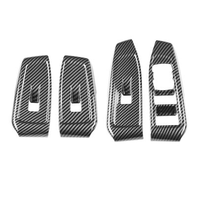 For Ford Ranger Everest 2023 Car Window Glass Lift Button Switch Cover Trim Door Armrest Panel Carbon Fiber Accessories Parts