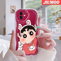 เคส JIUMOO สำหรับ iPhone 11 Pro 11 Pro Max เคสการ์ตูนกรอบหน้าแข้งลายคลื่นเนื้อครีมกันกระแทกแบบใสนิ่มเคสมือถือสร้างสรรค์โปร่งใสลายกล้องถ่ายรูปฝาครอบป้องกันง่าย