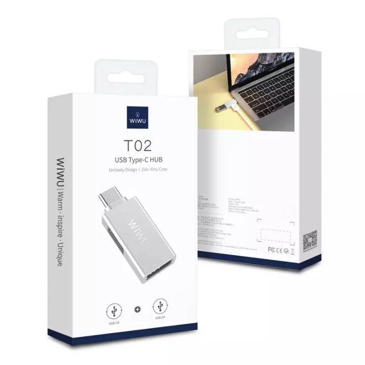 WIWU (สินค้าใหม่) OTG USB T02 TypeC to Dual USB Adapter (USB3.0 + USB2