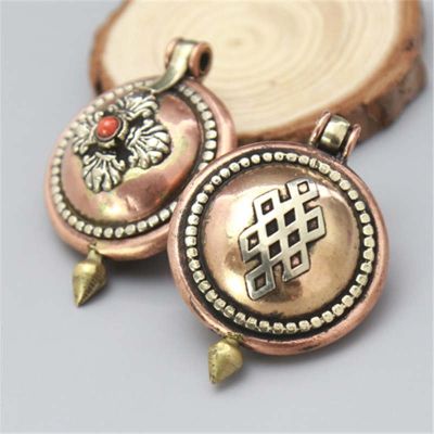 【cw】 TGB082 Tibetan Dorje Knots Round Prayer box Tibet Amulet Pendants Chinese knots ！