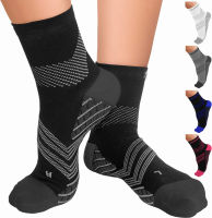 TechWare Pro Plantar Fasciitis Socks – Cushion Ankle Compression Socks Women &amp; Men. Achilles Tendonitis Brace &amp; Arch Support Medium Black / Gray