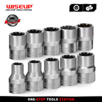 WISEUP 10ชิ้น12 "ไดรฟ์สากล Spline ซ็อกเก็ตชุด12จุด CR-V ซ็อกเก็ตสำหรับซ่อมรถชุดเครื่องมือมือเมตริก8-19มิลลิเมตร