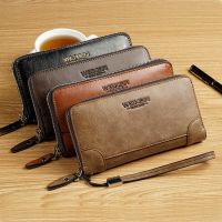 Zipper Wallet Mens Clutch Long Clutch Bag Business Casual Pu Leather Cross Pattern Mens Hand Bag Card Bag Small Bag 【OCT】