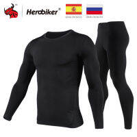 HEROBIKER Motorcycle Thermal Underwear Set Mens Motorcycle Skiing Winter Warm Base Layers Tight Long Johns Tops &amp; Pants Set