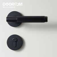 Dooroom ทองเหลืองใบ้ล็อคประตูชุดที่ทันสมัยลายสีดำภายในห้องนอนห้องน้ำไม้ก้าน D Ummy จับ ~