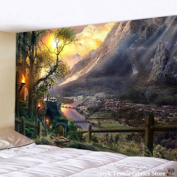 cw-village-under-the-mountain-tapestry-wall-hanging-dorm-backdrop-urban