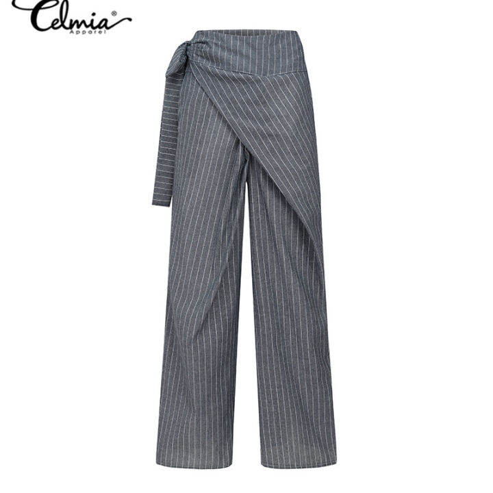 [Brand Clearance Sale] Celmia Women Wide Leg Cotton Palazzo Trousers
