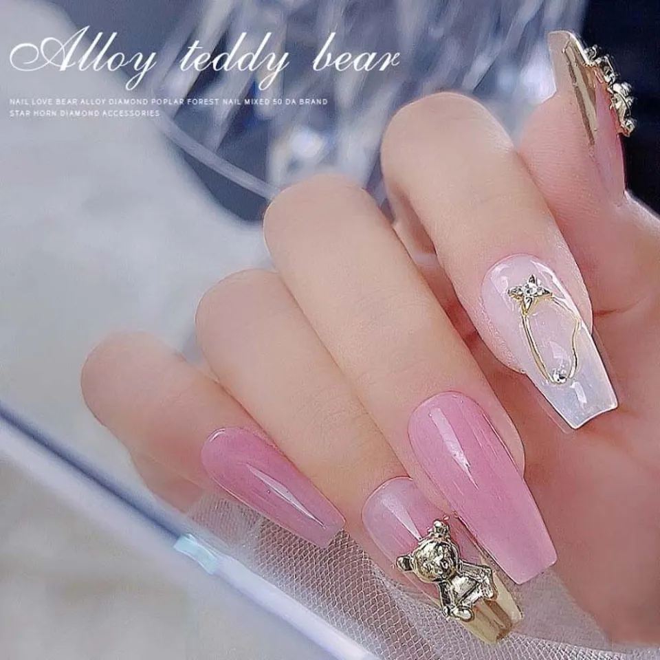 New Nail Accessories Gold Bear Heart Bear Alloy Sliver Nail Drill