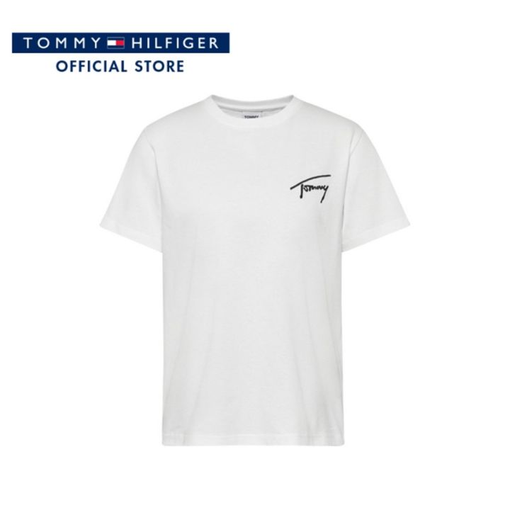 tommy-hilfiger-เสื้อยืดผู้หญิง-รุ่น-dw0dw12940-ybr-สีขาว
