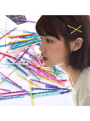 50pcsbox Women Color Alloy Bobby Pins Simple Candy Color Hair Clip Hairpin