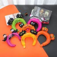 STMEN ฮาโลวีน ลูกโป่งฮาโลวีน haloween accessories10pcs การ์ตูนลายการ์ตูน บอลลูนคาดศีรษะฮาโลวีน ผีค้างคาวฟักทอง หนาขึ้น ที่คาดผมเป่าลม น่าสนใจและน่าสนใจ ใช้ซ้ำได้ บอลลูนฟิล์มอลูมิเนียม เด็กผู้ใหญ่