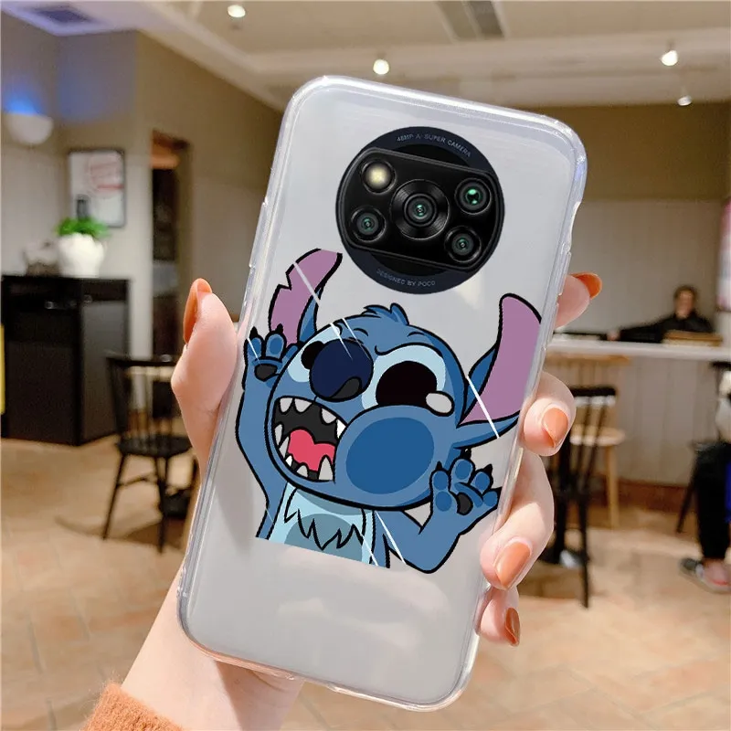 for POCO X3 Pro NFC Phone Case Mickey Minnie Mouse Daisy Donald Duck Stitch  Clear Silicone Pocox3 X 3 X3pro Transparent Cover