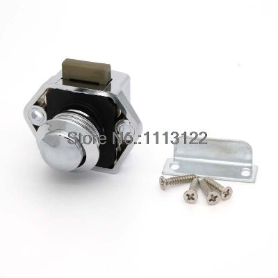 Caravan Push Button Lock ABS Plastic Cabinet Latch For Rvmotor Home Cupboard Bright Chrome Color 1 PC