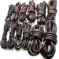 2meter 1.5 2 3 4 5 6 8mm Brown Genuine Cow Leather Cord Bracelet Necklace Findings Round Flat Leather Rope String Jewelry Making