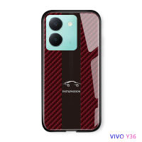 Volans เคสแข็งสำหรับ Vivo Y36 Y36 5G หรูหรารถแข่งคาร์บอนไฟเบอร์เคสกระจกนิรภัยขอบนิ่มมันวาว