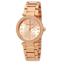 นาฬิกาผู้หญิง MICHAEL KORS Mini Parker Rose Gold-tone Floral Cutout Dial Ladies Watch MK6470