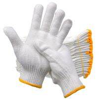 [12 Pairs] Cotton Yarn Knit Protection Grip Work Gloves for Painter Industrial Warehouse Gardening Men Women Natural Beige