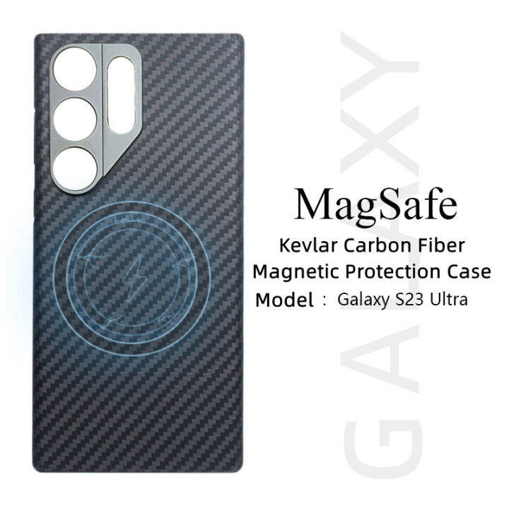 Serat karbon Kevlar casing ponsel untuk Samsung Galaxy S22/S23 Ultra
