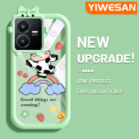 YIWESAN เคสสำหรับ VIVO Y22 Y22s ลายการ์ตูนน่ารักโคนมเลนส์กล้องถ่ายรูปปิศาจน้อยน่ารักเคสโทรศัพท์โปร่งใสซิลิโคนนิ่มเคสห่อหุ้มกันกระแทก