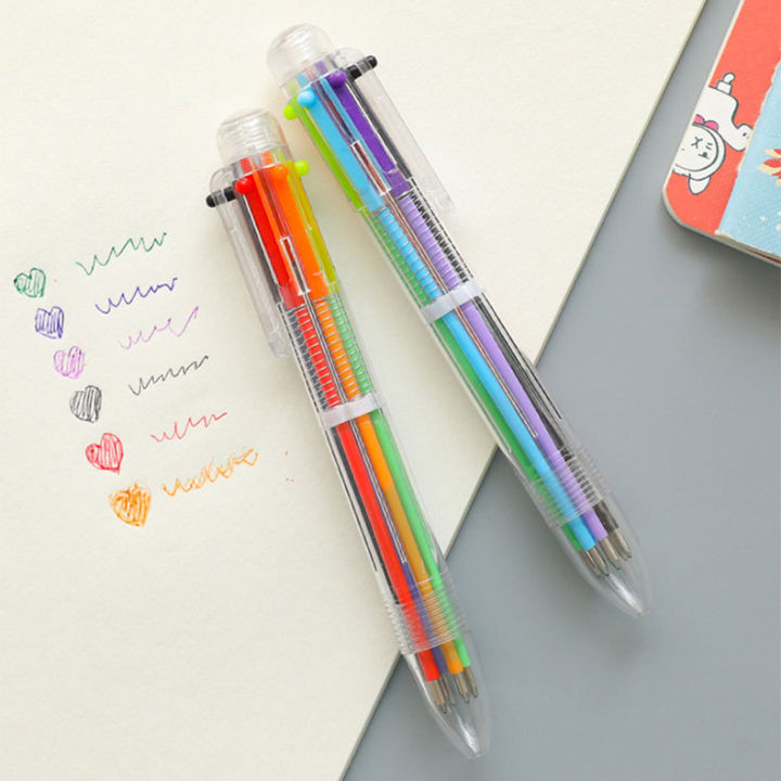 6 Colors Ballpoint Pen Press Gel Pens 0.5mm School Office Supplies Student  Kawaii Stationery Multicolored