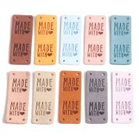 Multicolor PU Label Tags Rectangle Heart Pattern "Made With Love" Faux Suede Garment Tag Clothing Sewing Accessories 5cm x 2cm Stickers Labels