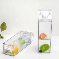 2 PCS Clear Square Milk Juice Water Bottle Portable Plastic Cup Milk Carton Water Bottle Outdoor Camping Drinking Cup