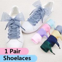 1 Pair Satin Silk Flat Shoelaces/ 2.5cm Wide Sweet Ribbon Shoe Laces/ Fashion Silk Candy Color Sport Shoes Bowknot Lace Shoes/ DIY Home Decorations