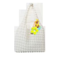 Portable Korean ins girl heart fold bubble shoulder bag armpit bag portable small fresh bag womens canvas shopping bag