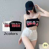 ?HOT SALE?เสื้อสายเดี่ยวลาย IDEA 2 สี ผ้าร่อง สายโซ่แฟชั่น