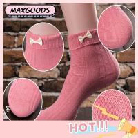 MAXG Newly Winter Warm Soft Hand Sewn Two-Color Fine Cotton Yarn Bowknot Socks