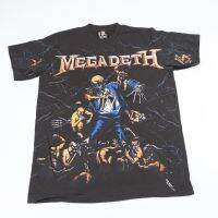 เสื้อวงMEGADEATHลายโอเวอร์ปริ้น ตะเข็บเดี่ยวบนล่าง สไตล์วินเทจ สกรีนทั้งตัว ผ้านอก เสื้อOVP เสื้อโอเวอร์ไซส์ เสื้อวงดนตรีต่างประเทศ