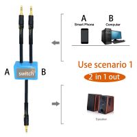 ช่องเสียงสลับ3.5มม. คู่3.5ปลั๊กส่งออกเลือก2 In 1เสียงสเตอริโอ1เข้า2ออกแยกกับเครื่องเล่นพีซี