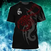 (in stock) Scorpion Pattern T-shirt Mens Summer Top 3D Print Short Sleeve Fashion Casual Extra Large T-shirt Camisetas Unisex (free nick name and logo)