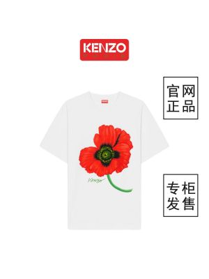 KENZOˉ Short-Sleeved Male Takada Kenzo Summer New Poppy Flower Print Cotton Round Neck T-Shirt Womens Top Tide