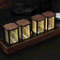 Nixie Tube Clock Wooden Digital Clock for Bedroom Easy Settings - A Retro Gift to Decorate Your Desk and Bedroom