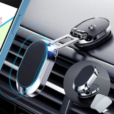 วงเล็บเหนียวแท่นยึดอุปกรณ์ในรถรถยนต์โทรศัพท์มือถือการหมุน ° ที่วางโทรศัพท์ในรถแม่เหล็กอัลลอยแบบพับได้