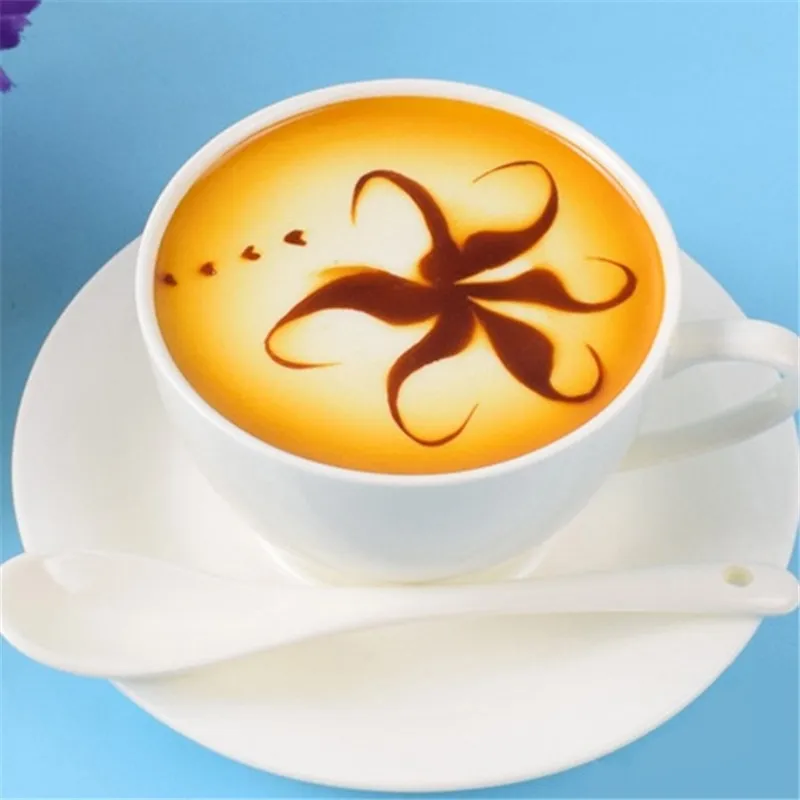 16Pcs/Set Mixed Style Cappuccino Latte Coffee Stencils Duster Cake Mold  Spray Coffee Art DIY Stencils Set