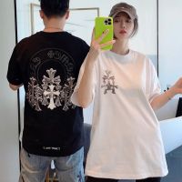 High Quality Chrome Heart 2023 new CH cross overlapping short-sleeved T-shirt male