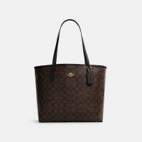 Coach 5696 City Tote In Signature Canvas (IMAA8) กระเป๋าสะพายผู้หญิง สี Im/Brown Black