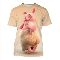 หมูตลกรูปแบบ 3D พิมพ์เสื้อยืดสำหรับผู้ชายฤดูร้อน O คอแขนสั้นสบาย ๆ สบายเสื้อยืดด้านบนเสื้อผ้าผู้หญิงบวกขนาด XS-5XL