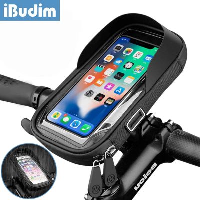 iBudim Touch Screen Bicycle Bags Waterproof Bike Phone Holder MTB Motorcycle Handlebar Mobile Phone Bag Case Cycling Accessories